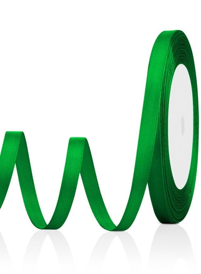 OALCQ Green Ribbon Christmas Ribbons, 3/8 Inch 25 Yards Emerald Green Ribbon for Gift Wrapping Christmas Tree, Satin Ribbons for Holiday Easter Graduation Liston Cintas de Navidad - Image 1